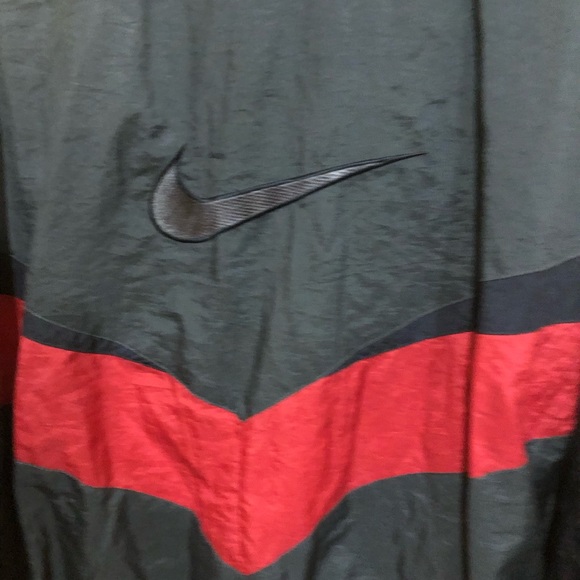Vintage 1990s Nike Swosh Windbreaker Jacket Red And Black XXL Size Tag Cut Read - Picture 3 of 11